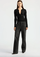 Cotton Citizen Verona Henley in Jet Black