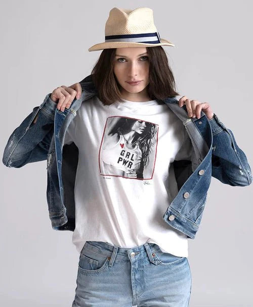 Cpress Girl Power Mushie Tee in Worn White