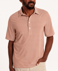 Criquet Performance Sport Range Polo in Hobby Stripe Burnt Orange