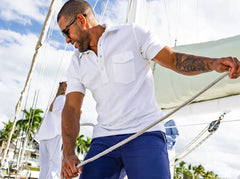 Criquet Terrycloth Players Shirt in White Lotus