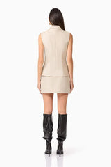 Curaae Malia Leather Mini Skirt in Clay