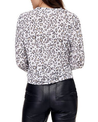 David Lerner Veronica Puff Sleeve Top in Painted Leopard
