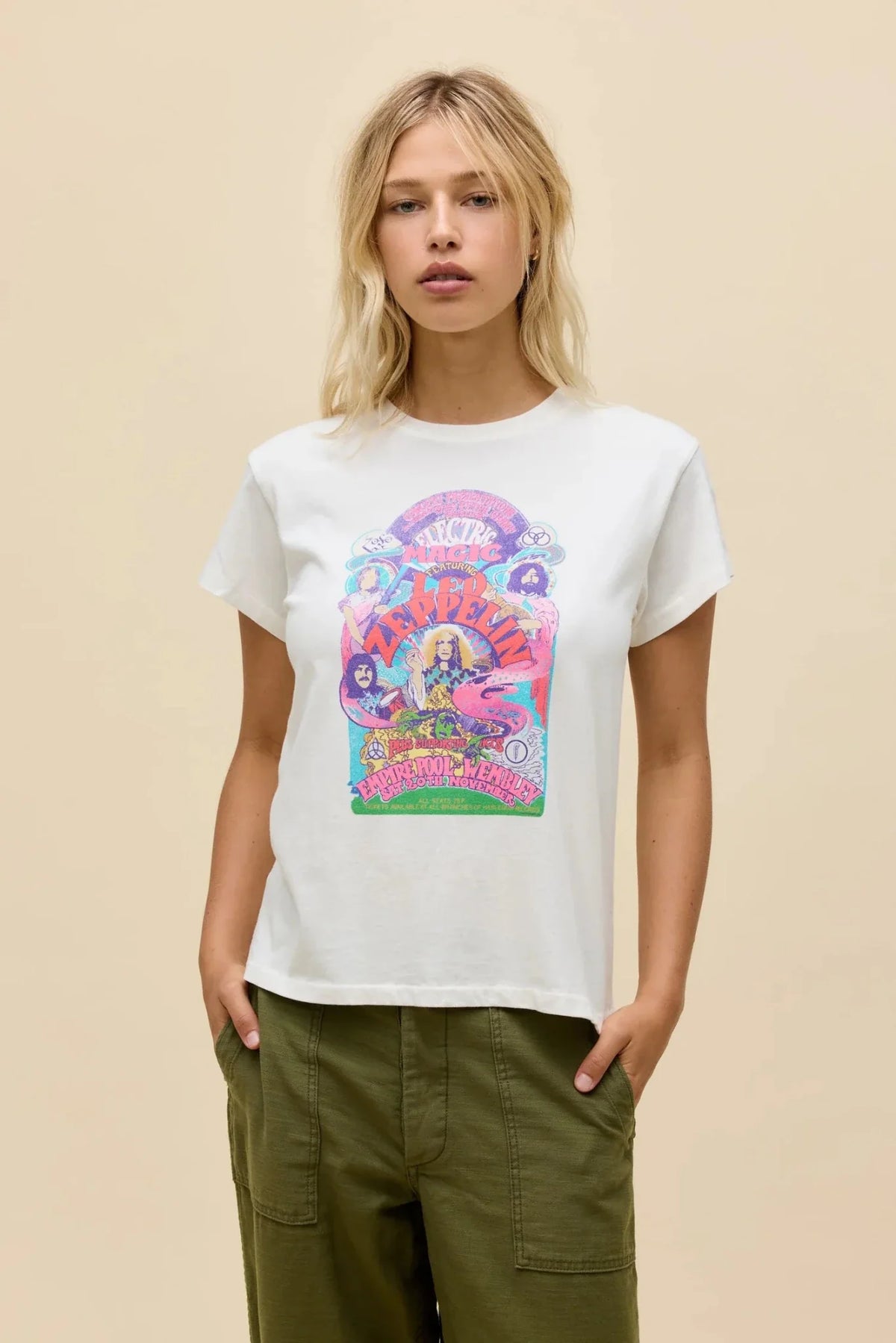 Daydreamer Led Zeppelin Electric Magic Tour Tee in Vintage White