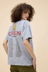 Daydreamer Queen World Tour 1977 Merch Tee in Light Blue Acid Wash