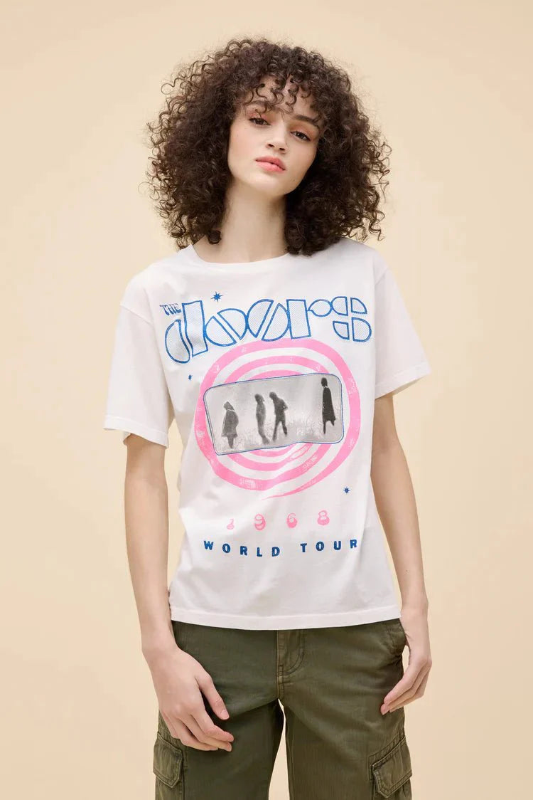 Daydreamer The Doors 1968 World Tour Boyfriend Tee in Vintage White
