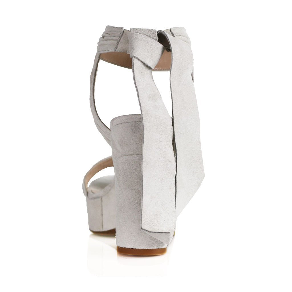 Dee Keller Leah Platform Tie Heel In Beige Suede