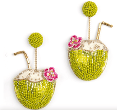 Deepa Gurnani Coconut Water Earrings in Green