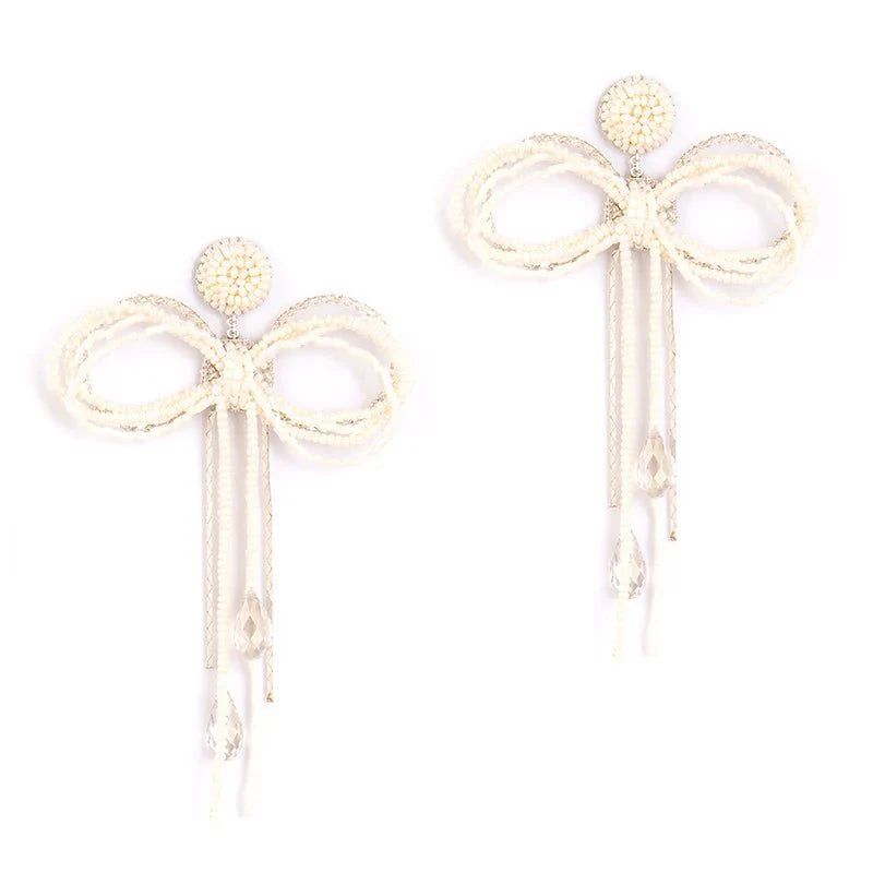 Deepa Gurnani Coquette Earrings in Ivory