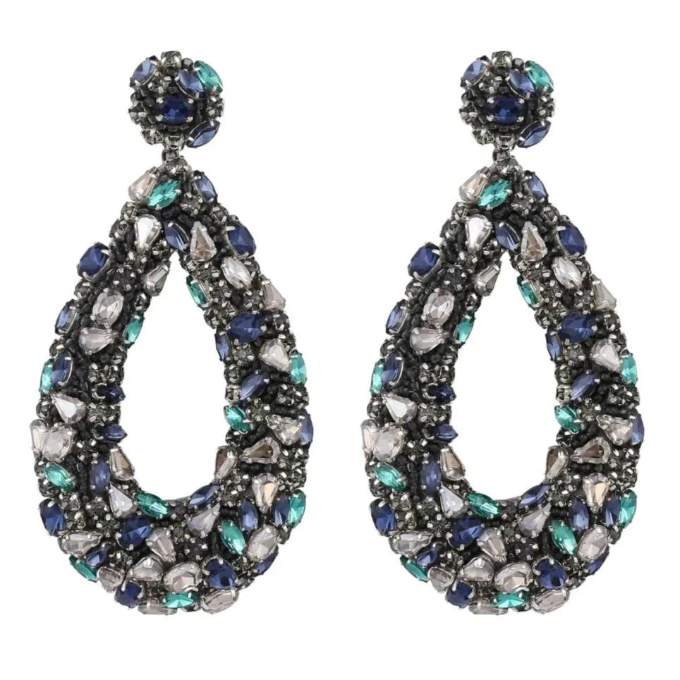 Deepa Gurnani Karen Earrings in Gun Multi