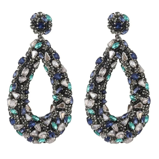 Deepa Gurnani Karen Earrings in Gun Multi
