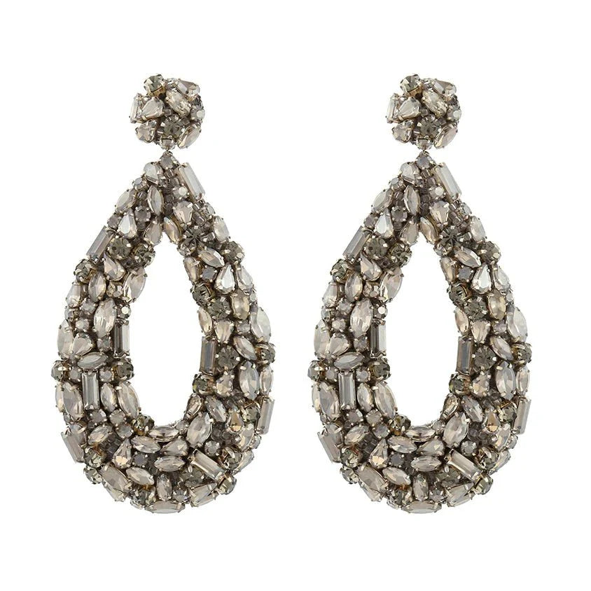 Deepa Gurnani Karen Earrings in Gunmetal