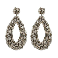 Deepa Gurnani Karen Earrings in Gunmetal