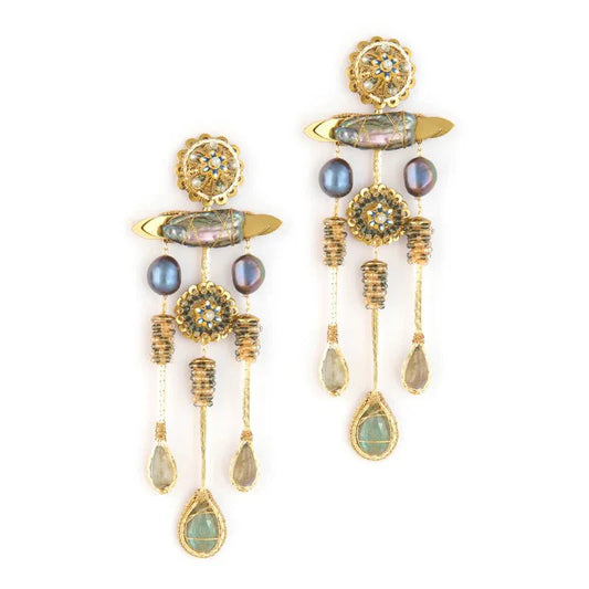 Deepa Gurnani Sakir Earrings in Labradorite