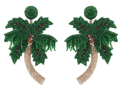 Deepa Gurnani Tropical Palm Tree Earring in Green