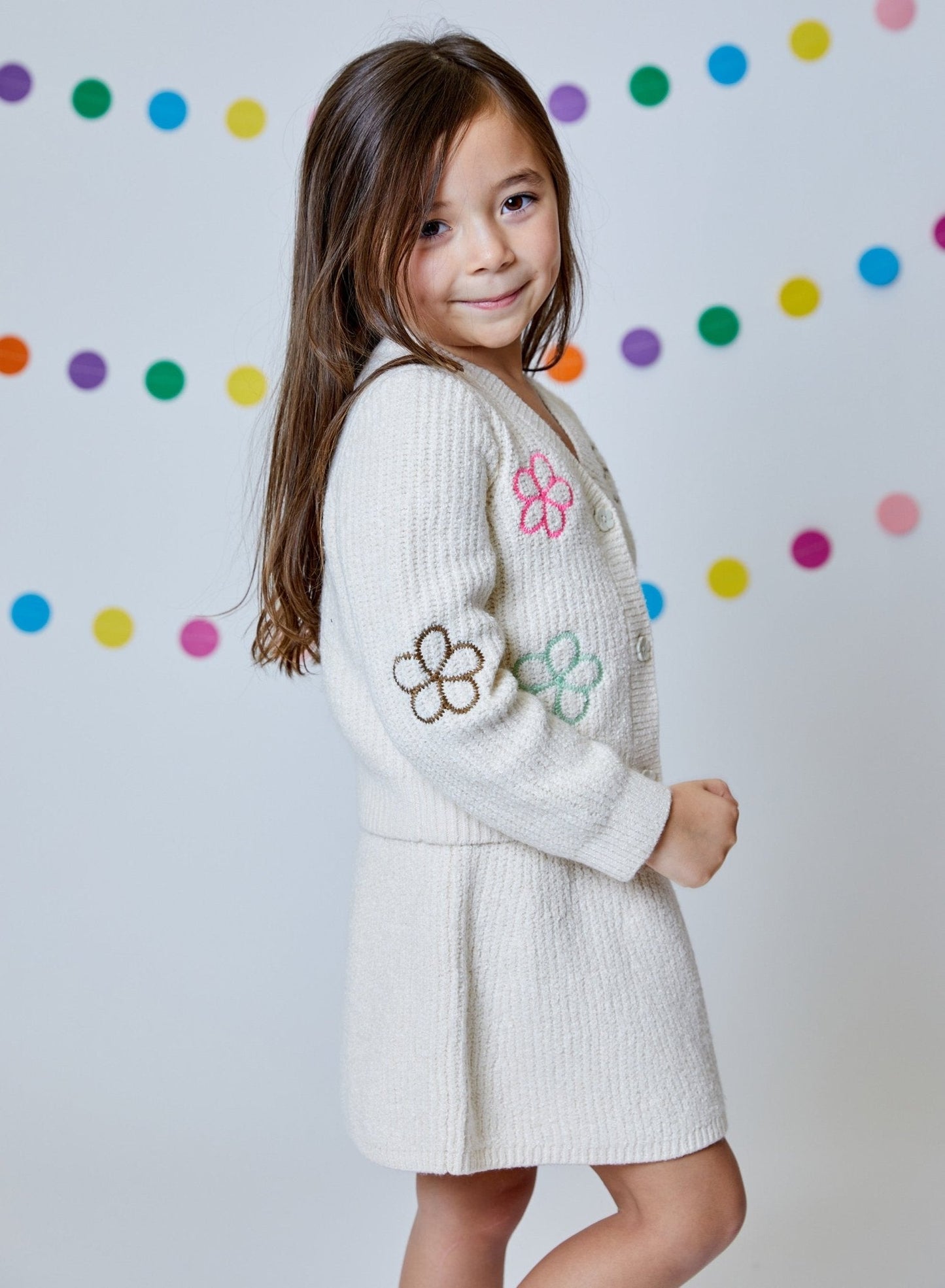 Design History Girl Cardigan in Tan Suede
