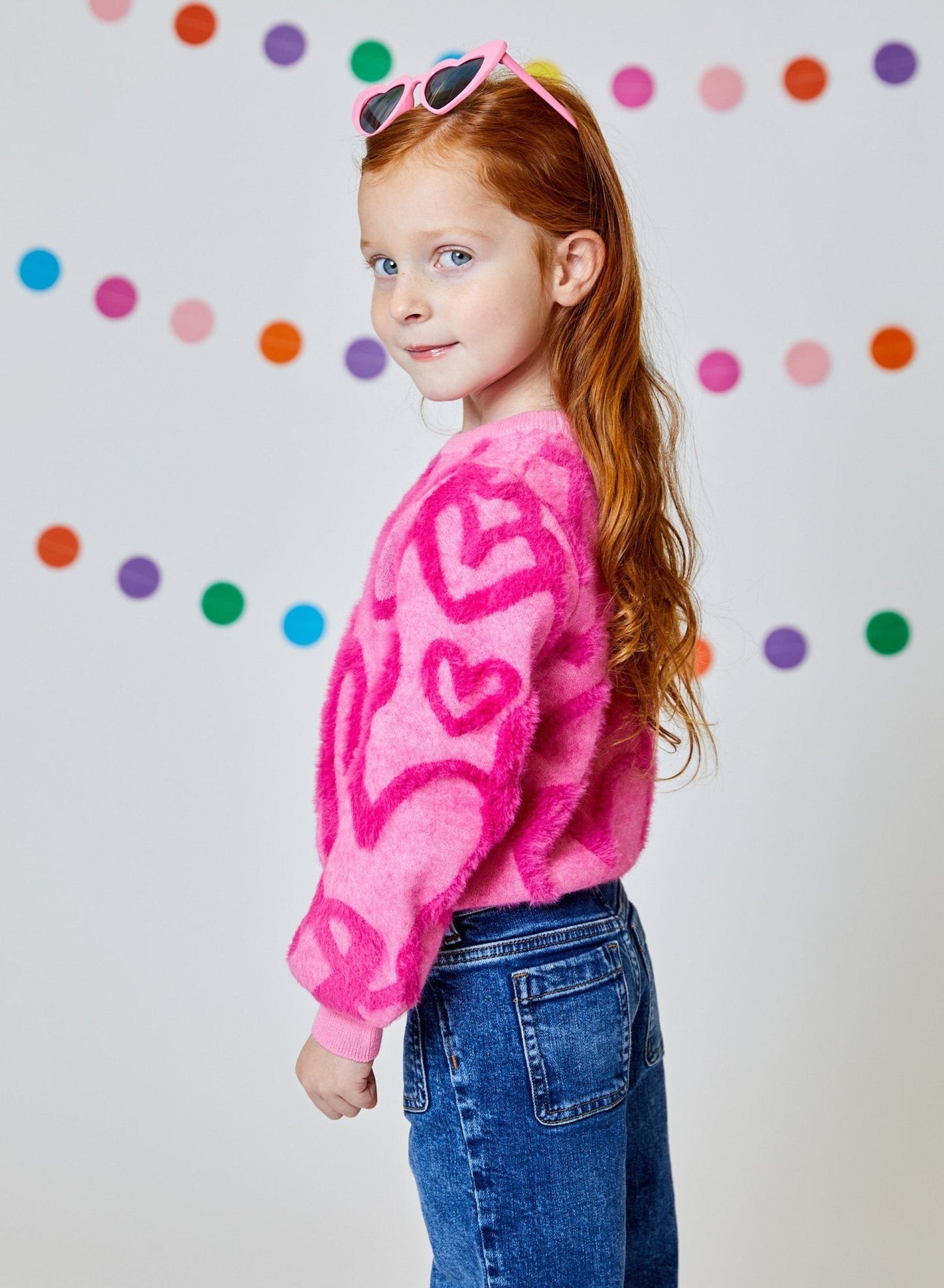 Design History Girl Long Sleeve Top in Plenty Pink Combo