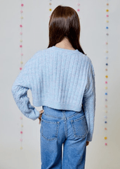 Design History Girl Sweater in Blue Pink Combo
