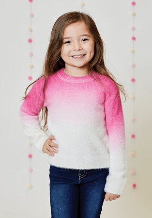 Design History Girls Sweater in Go Go Pink Combo