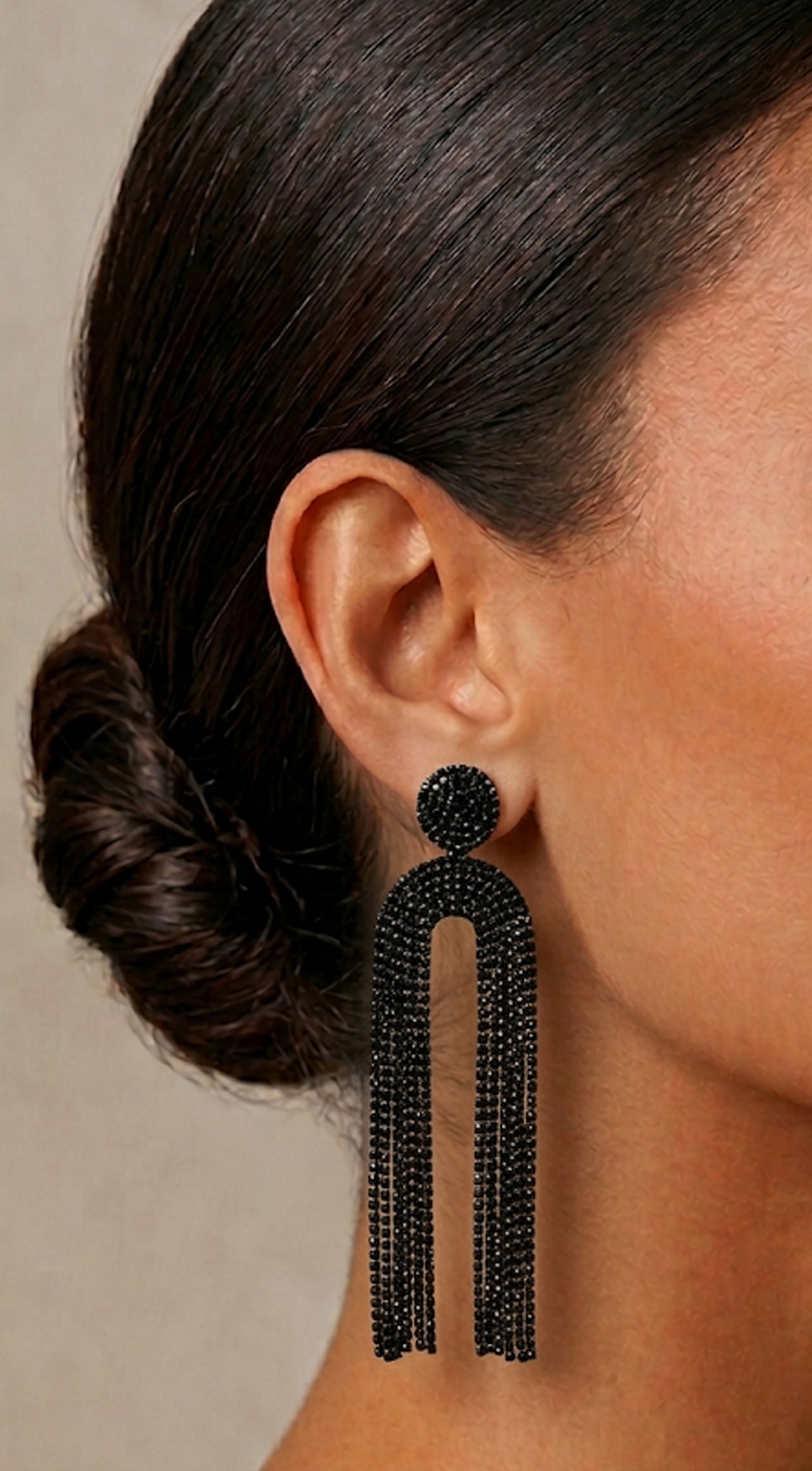 High Stakes Rhinestone Drop Earrings - Black