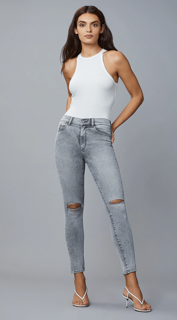 DL1961 Farrow Skinny High Rise Instasculpt Ankle in Chalk