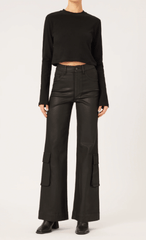DL1961 Hepburn Wide Leg Cargo in Black Coated