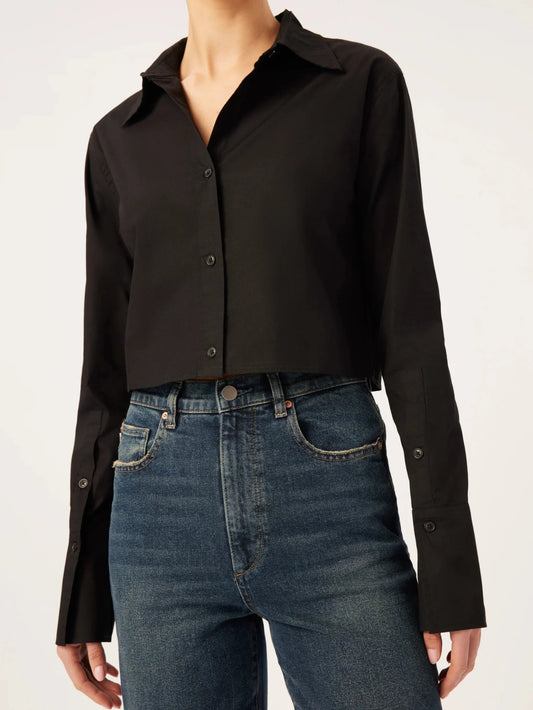 DL1961 Lisette Cropped Shirt in Black