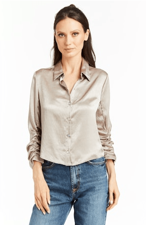 Drew Adelynn Satin Shirt in Pewter