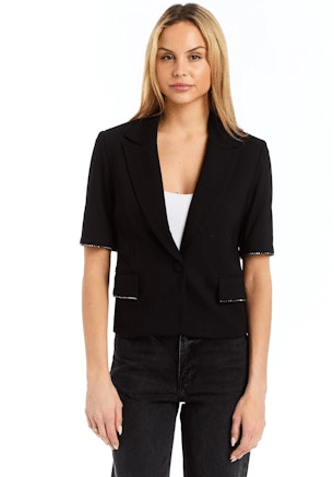 Drew Arda Short Sleeve Blazer in Black