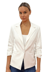 Drew Serena Denim Twill Blazer in White