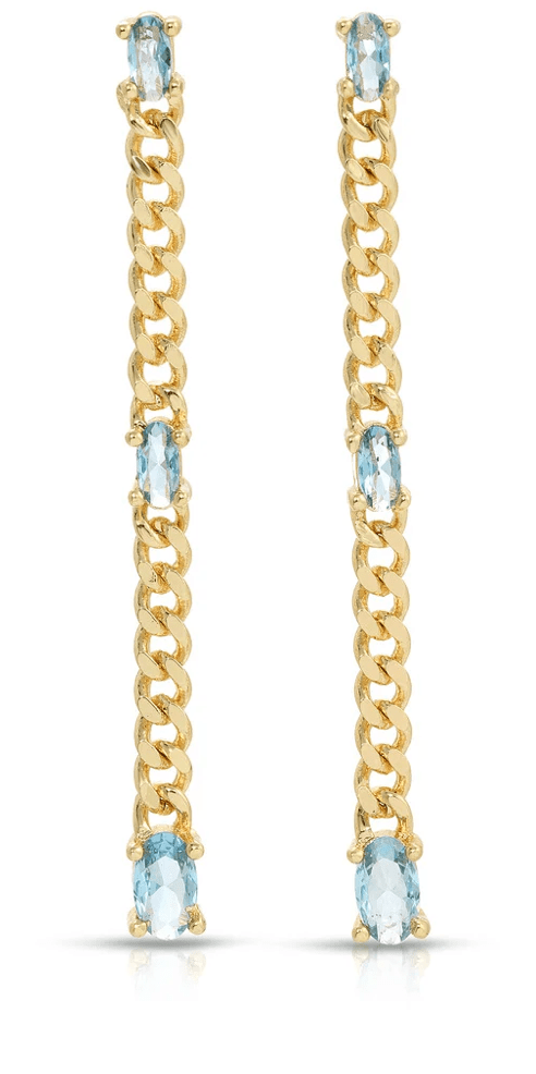 Eight Five One Nina Chain Earrings in Blue CZ