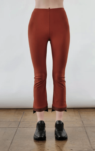 Elaine Kim Olga Legging with Vegan Leather Trim in Brick