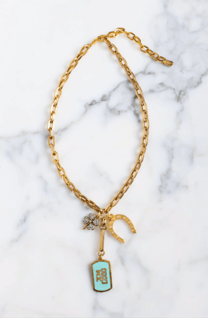 Elizabeth Cole Goodness Necklace in Mint Jelly Gold