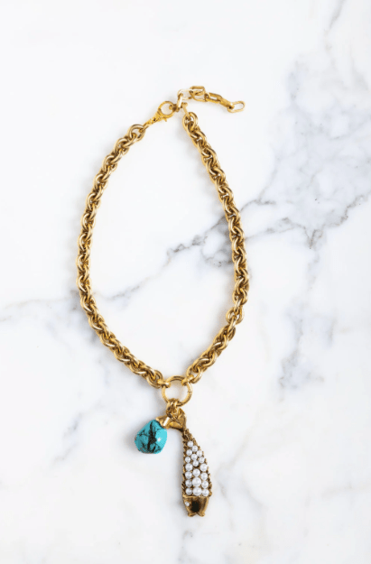 Elizabeth Cole Koira Necklace in Turquoise Gold