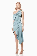 Elliat Vaudeville Satin Bow Mini Dress in Blue