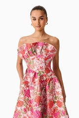 Elliatt Floralie Strapless Gown in Pink Floral