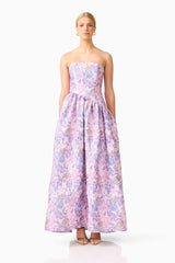 Elliatt Marlene Asymmetrical Gown in Pink Purple Floral
