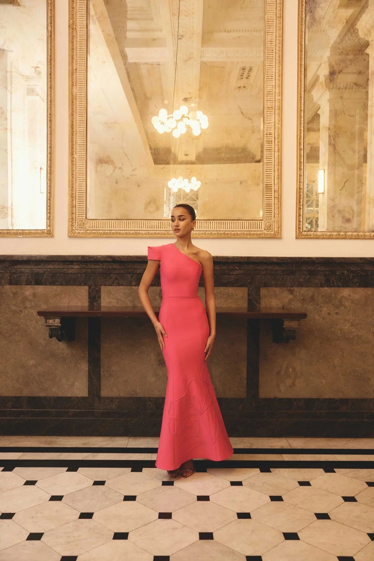 Elliatt Opline One Shoulder Gown in Pink