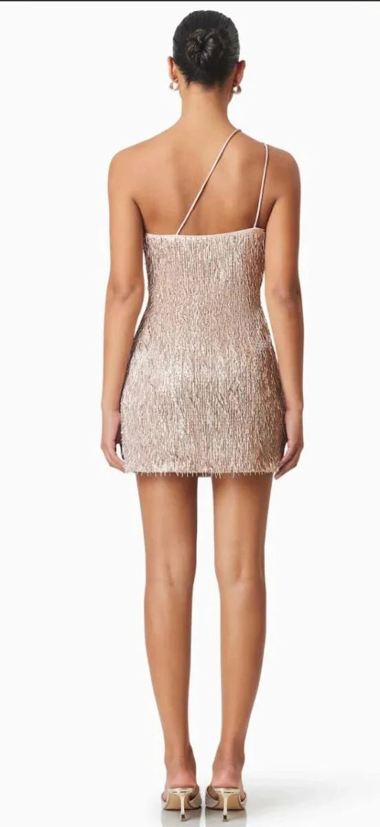 Elliatt Rosita Asymmetrical Mini Dress in Rose Gold