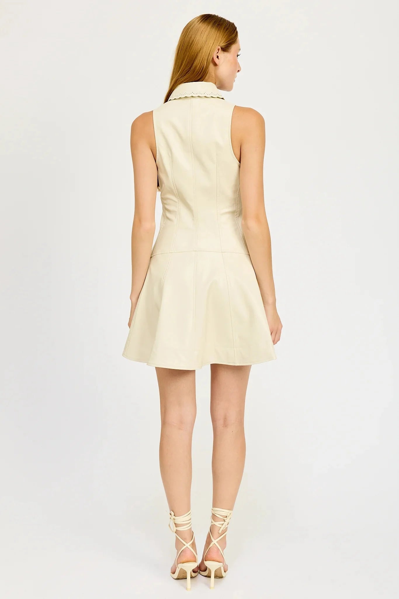 En Saison Barrett Faux Leather Mini Dress in Taupe