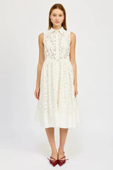 En Saison Chloe Belted Midi Dress in White