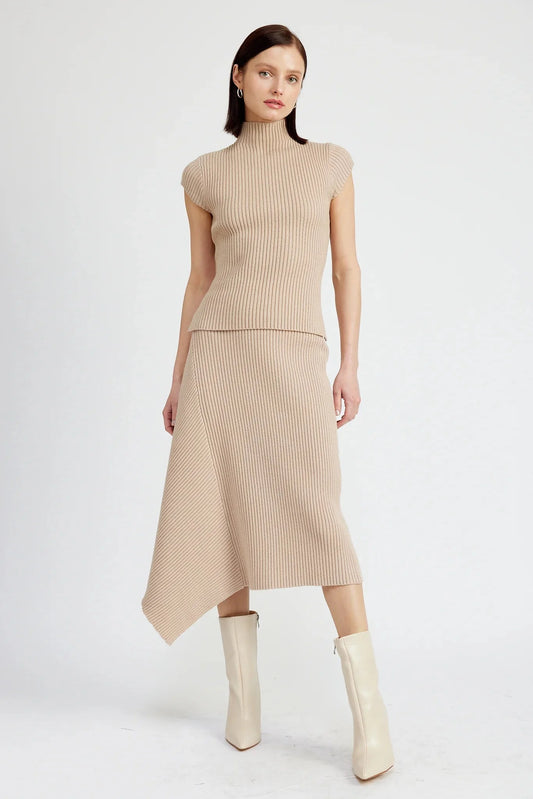 En Saison Elaine Sweater Midi Skirt in Taupe