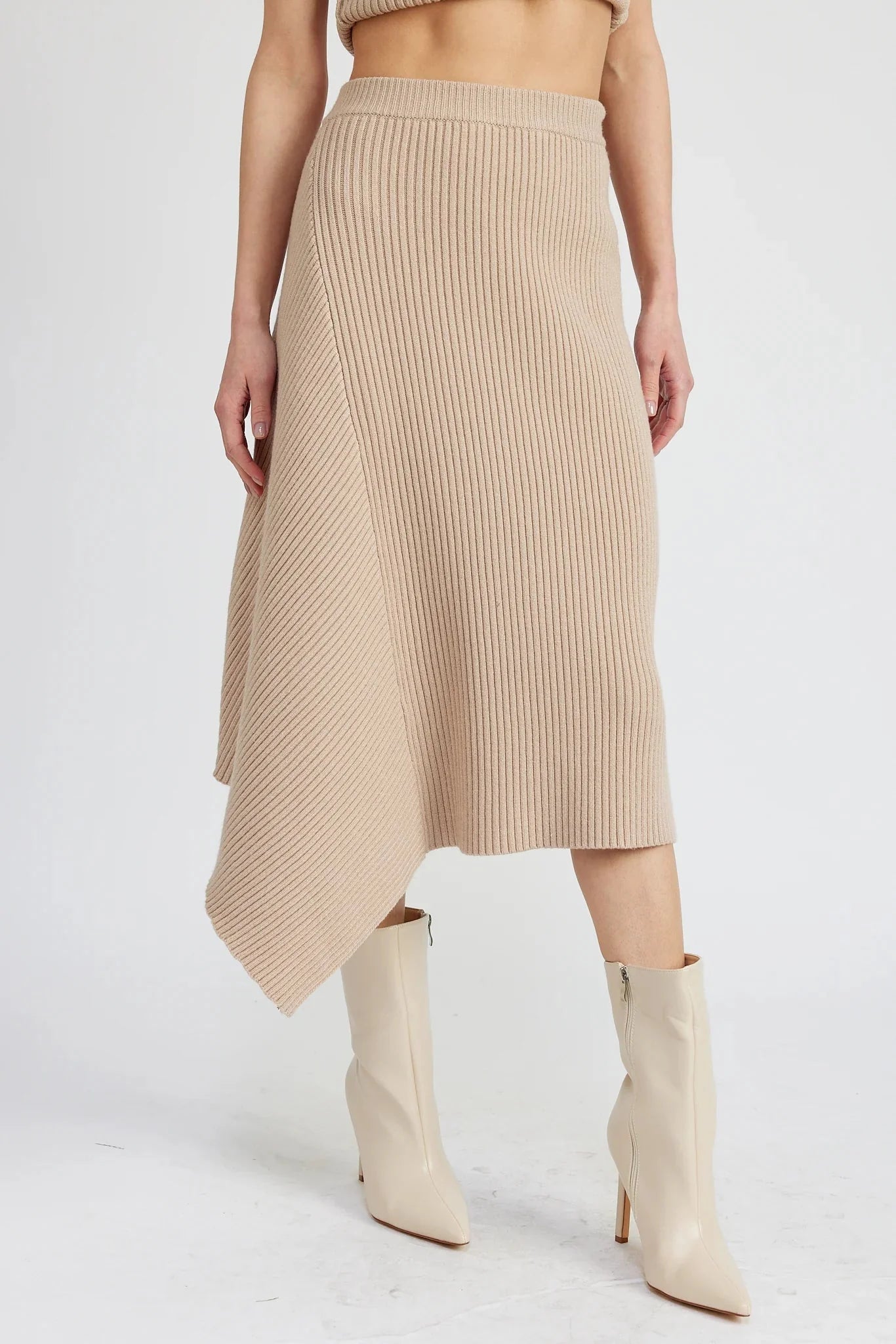 En Saison Elaine Sweater Midi Skirt in Taupe