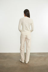 Enza Costa Cashmere Easy Cuffed Crew in White