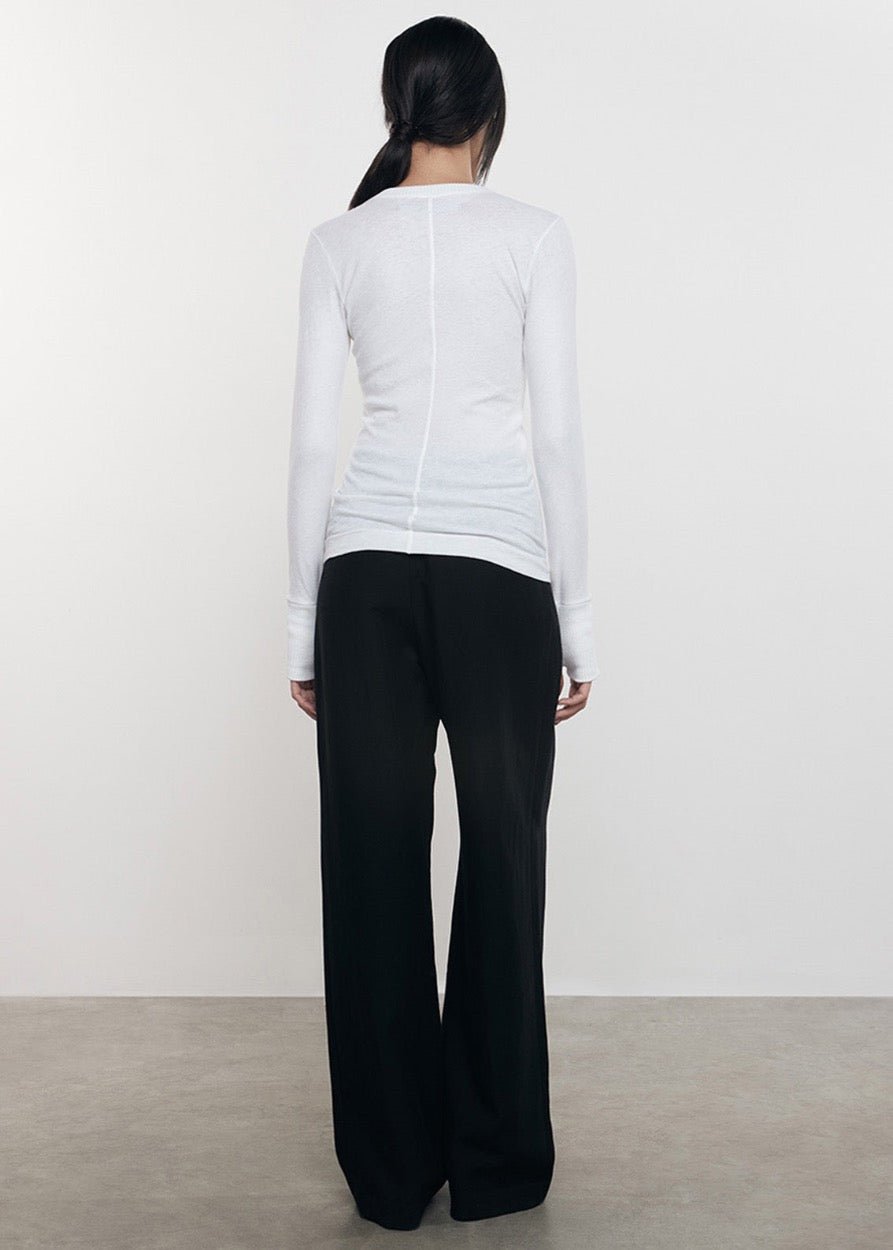 Enza Costa Cashmere Easy Cuffed Crew in White