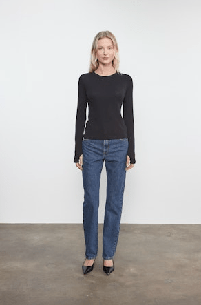 Enza Costa Cashmere New Classic LS Crew in Midnight Blue