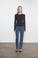 Enza Costa Cashmere New Classic LS Crew in Midnight Blue