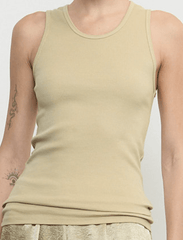 Enza Costa Cotton Rib Scoop Tank in Celadon