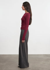 Enza Costa Fluid Jersey Draped Boatneck in Barolo