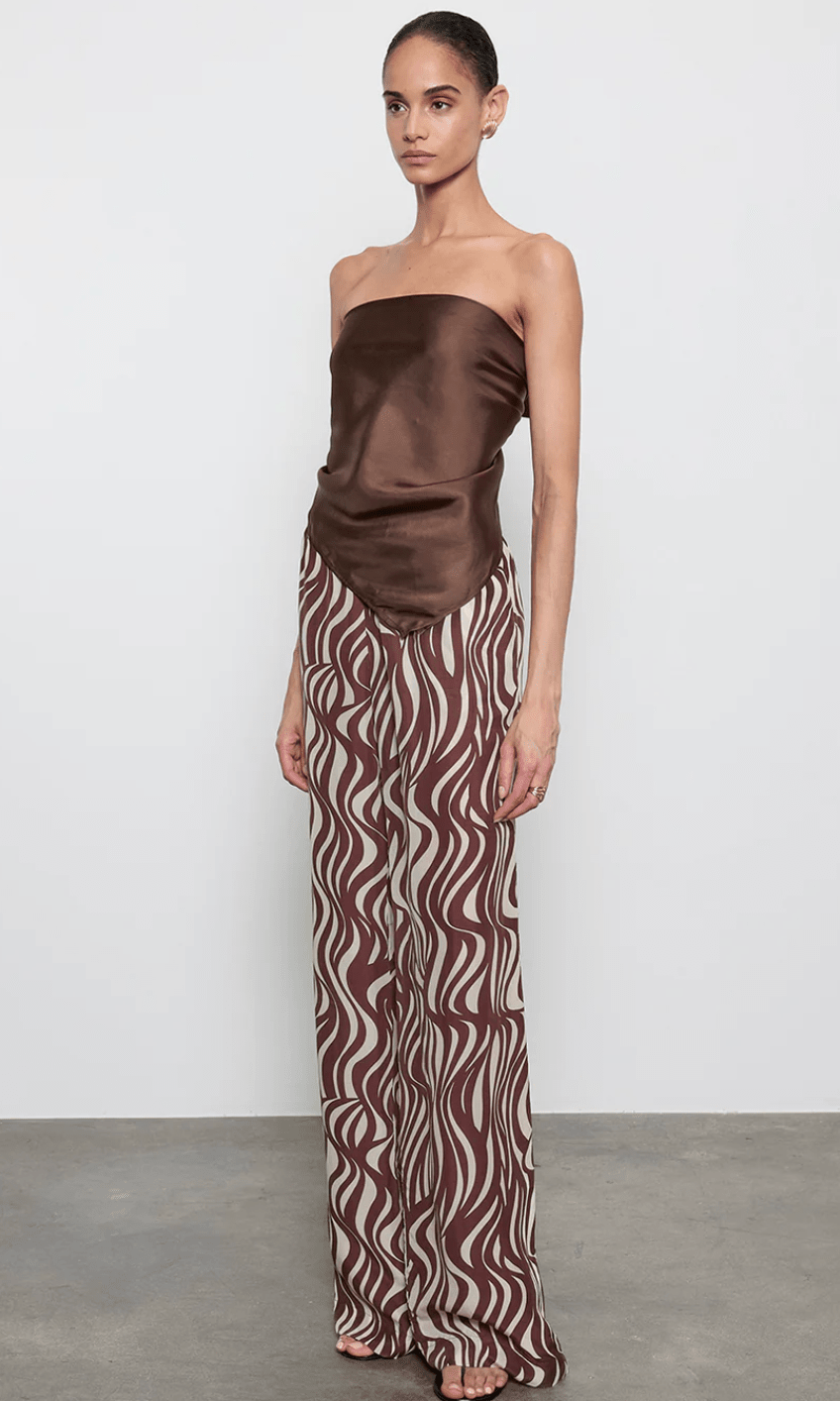 Enza Costa Fluid Twill Scarf Top in Chocolate