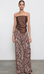 Enza Costa Fluid Twill Scarf Top in Chocolate